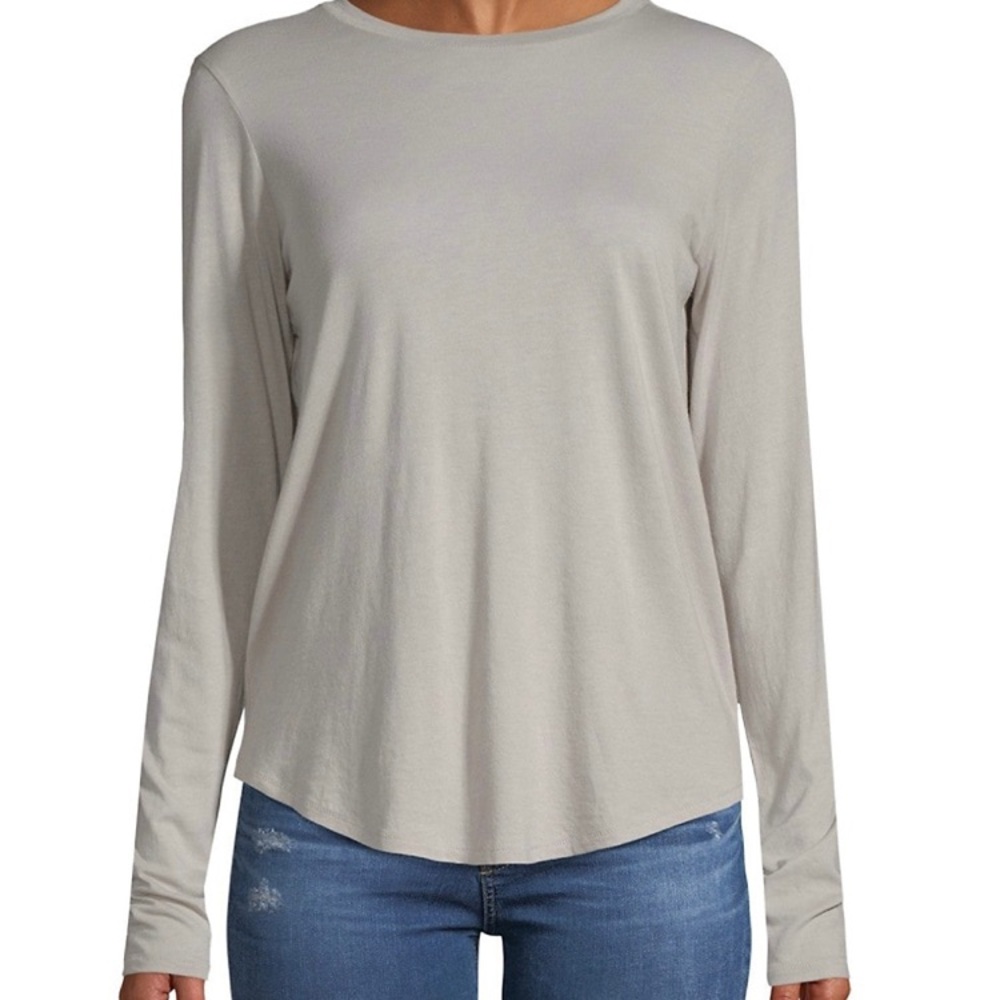 VINCE - White Silk Back, Modal front, Long Sleeve